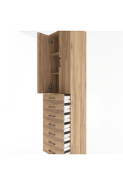 Hyperion Dolap 3 Raflı 7 Çekmeceli 2 Kapaklı 60x44x243 Çam-Çam