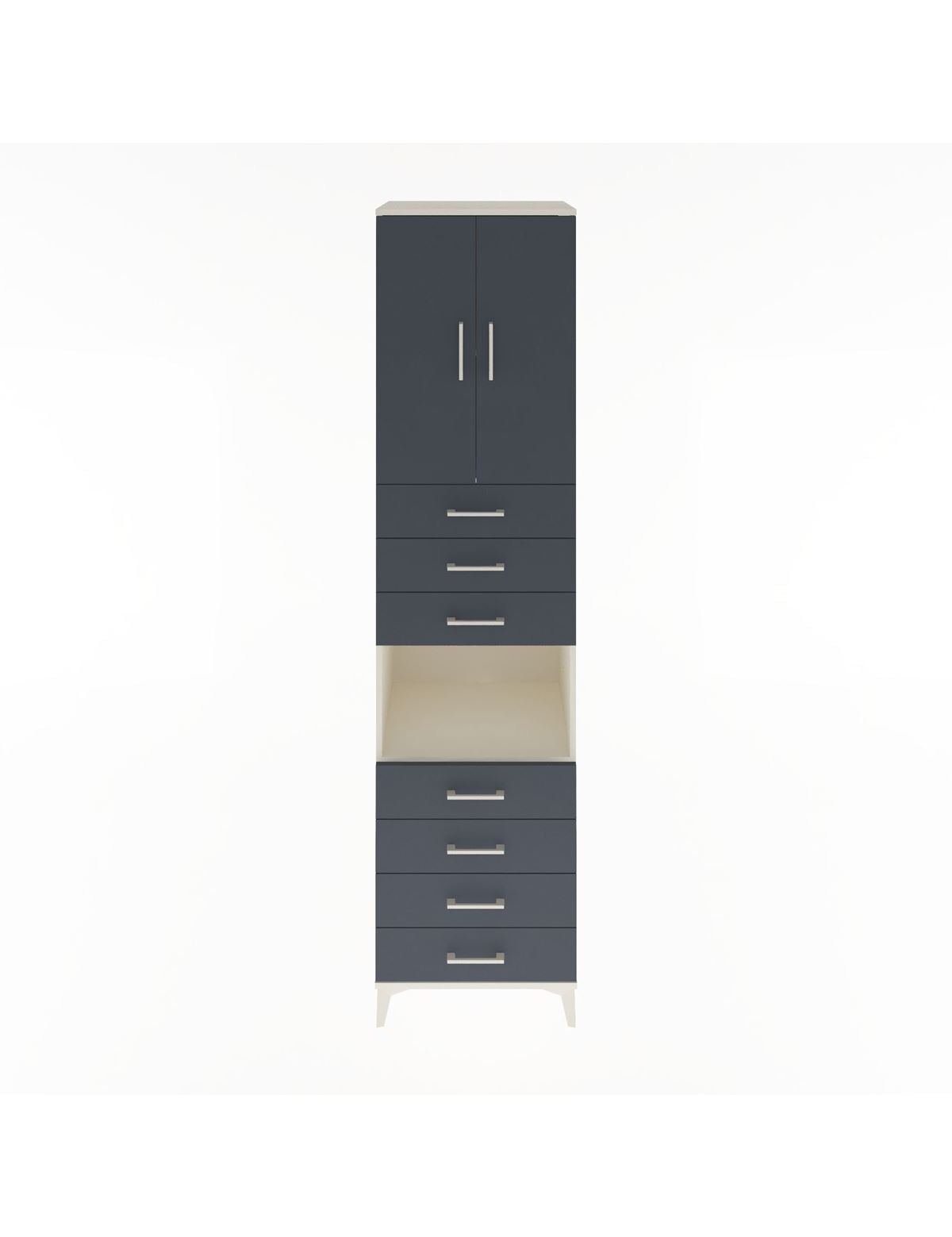 Hyperion Dolap 3 Raflı 7 Çekmeceli 2 Kapaklı 60x44x243 Aytaşı-Antrasit