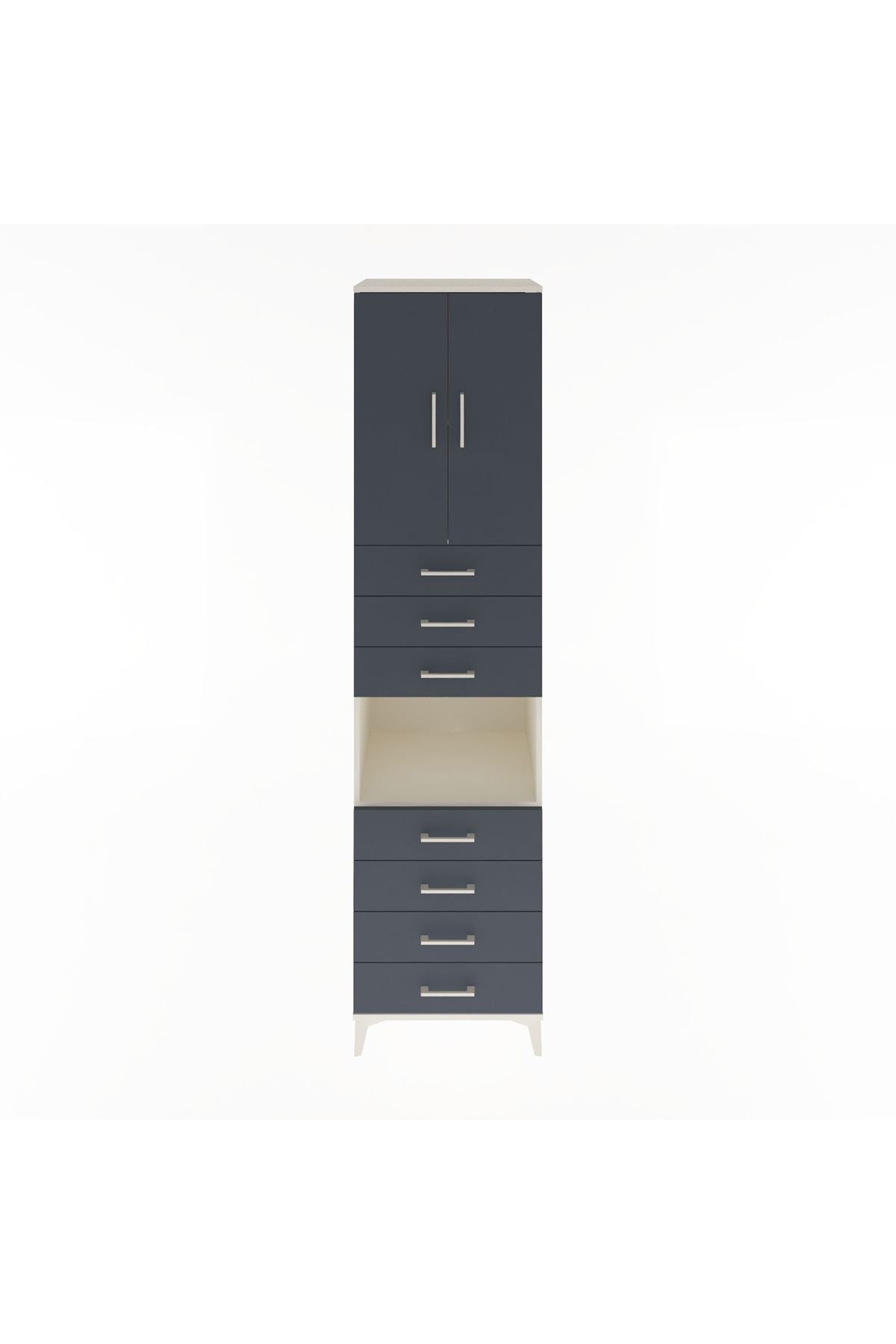 Hyperion Dolap 3 Raflı 7 Çekmeceli 2 Kapaklı 60x44x243 Aytaşı-Antrasit