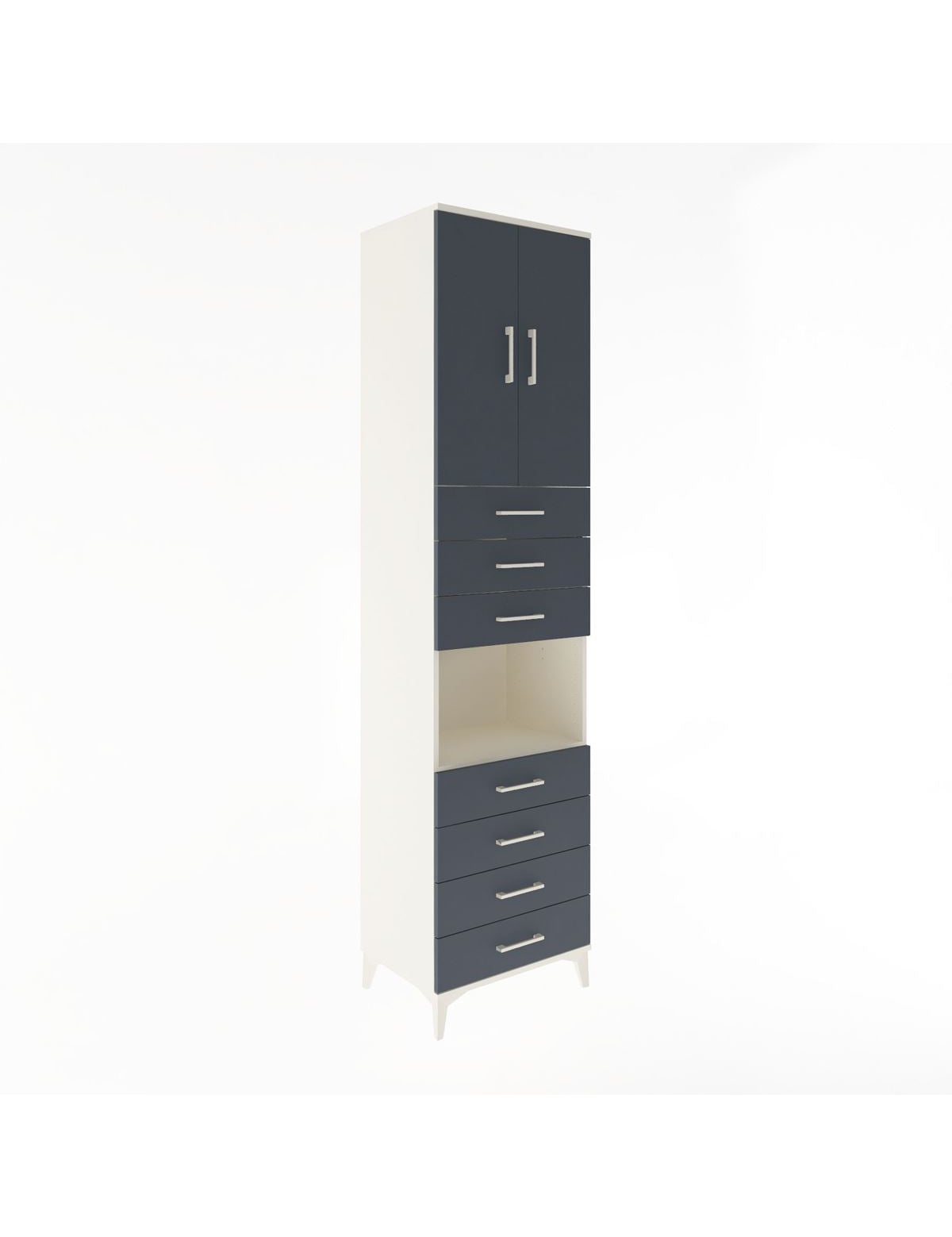 Hyperion Dolap 3 Raflı 7 Çekmeceli 2 Kapaklı 60x44x243 Aytaşı-Antrasit