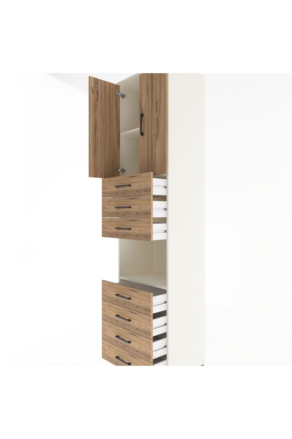 Hyperion Dolap 3 Raflı 7 Çekmeceli 2 Kapaklı 60x44x243 Aytaşı-Çam