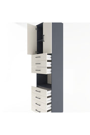 Hyperion Dolap 3 Raflı 7 Çekmeceli 2 Kapaklı 60x44x243 Antrasit-Aytaşı