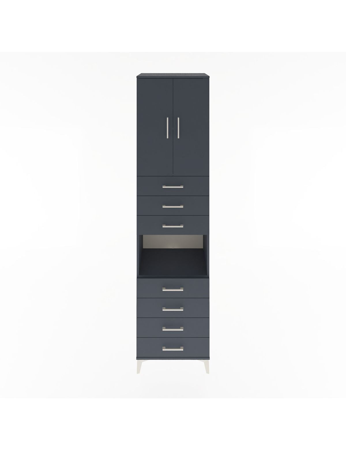 Hyperion Dolap 3 Raflı 7 Çekmeceli 2 Kapaklı 60x44x243 Antrasit-Antrasit