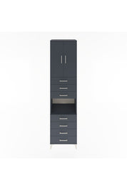 Hyperion Dolap 3 Raflı 7 Çekmeceli 2 Kapaklı 60x44x243 Antrasit-Antrasit