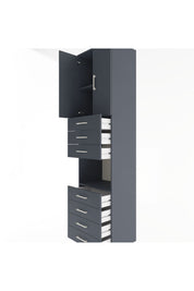 Hyperion Dolap 3 Raflı 7 Çekmeceli 2 Kapaklı 60x44x243 Antrasit-Antrasit