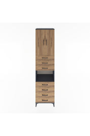 Hyperion Dolap 3 Raflı 7 Çekmeceli 2 Kapaklı 60x44x243 Antrasit-Çam