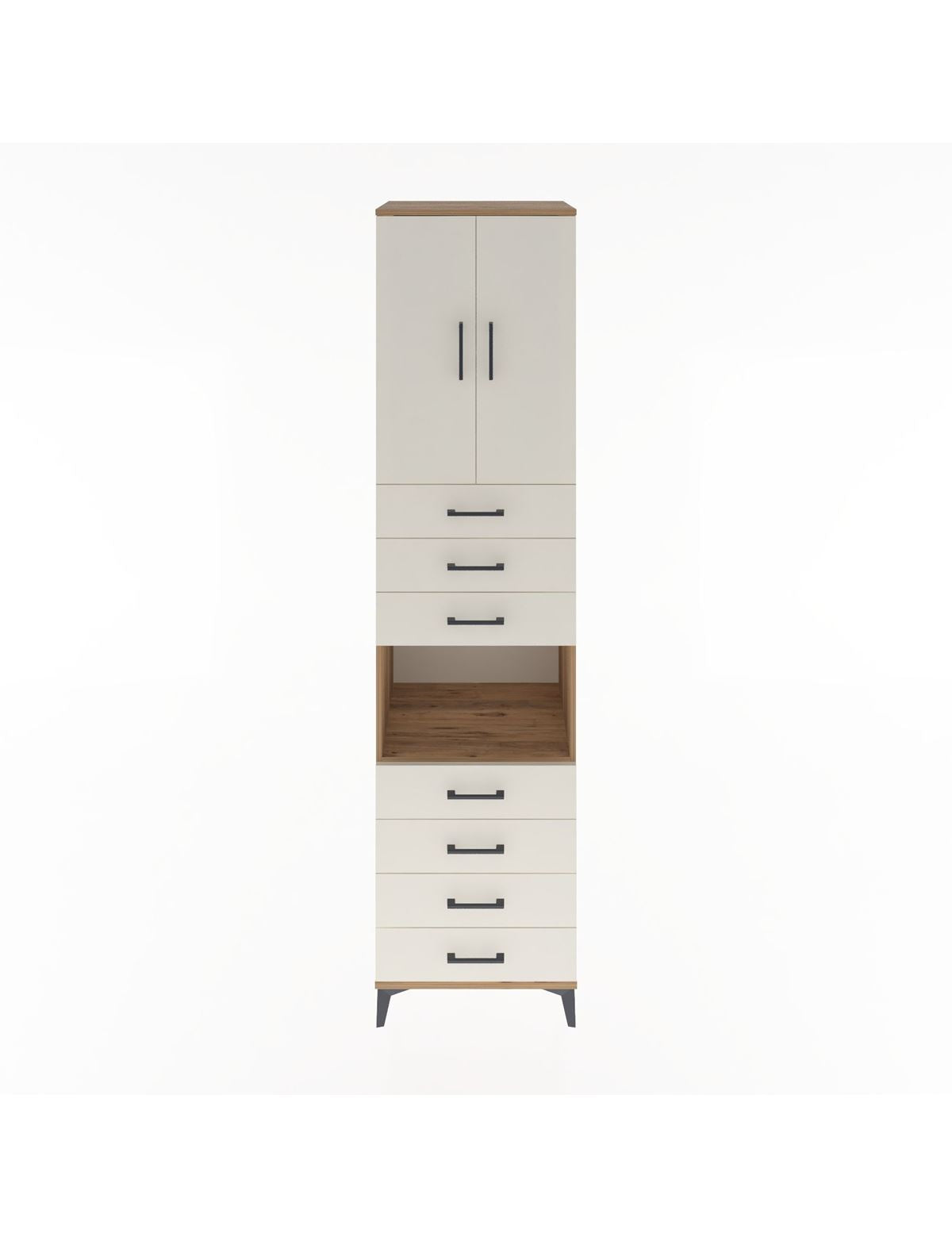 Hyperion Dolap 3 Raflı 7 Çekmeceli 2 Kapaklı 60x44x243 Çam-Aytaşı