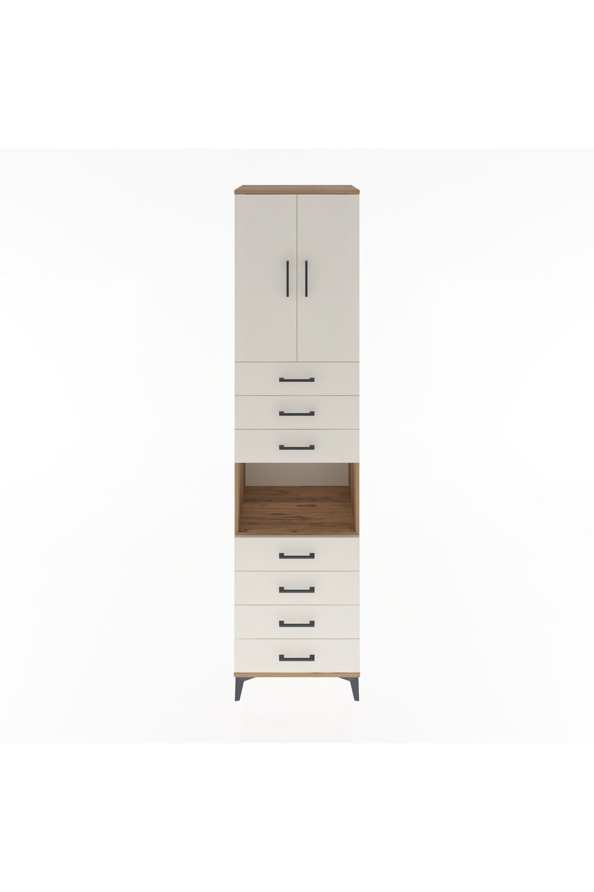 Hyperion Dolap 3 Raflı 7 Çekmeceli 2 Kapaklı 60x44x243 Çam-Aytaşı