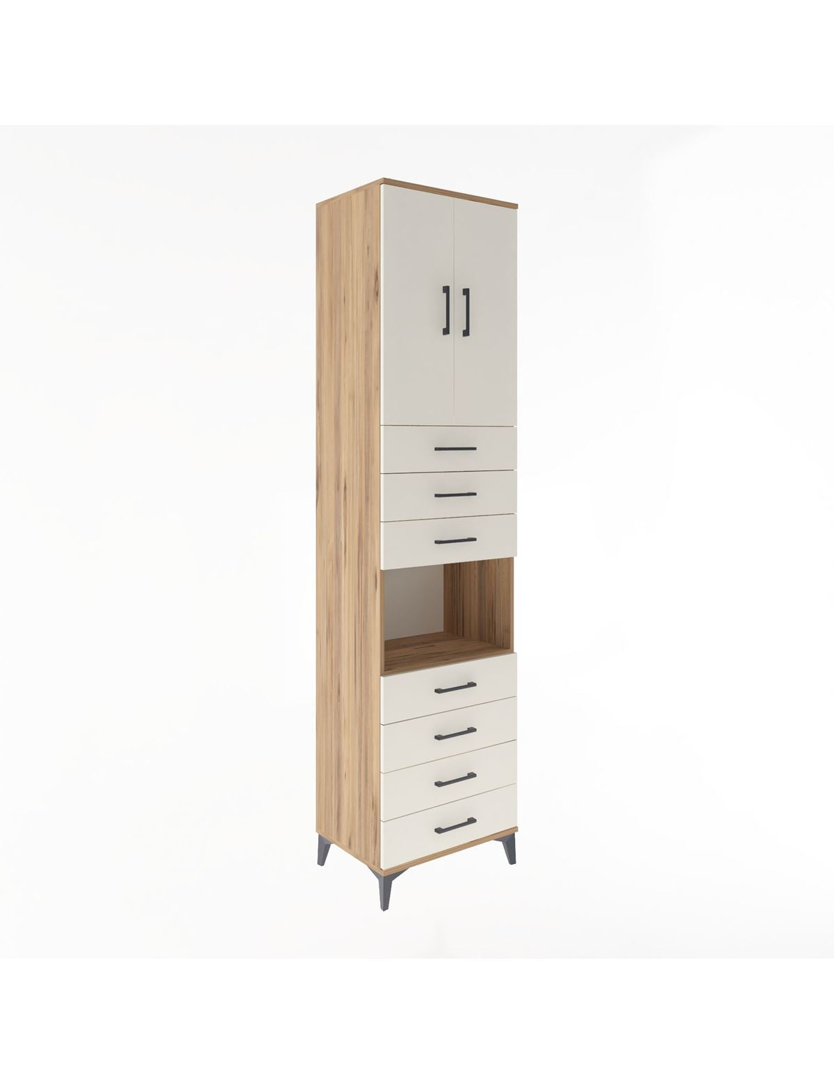 Hyperion Dolap 3 Raflı 7 Çekmeceli 2 Kapaklı 60x44x243 Çam-Aytaşı