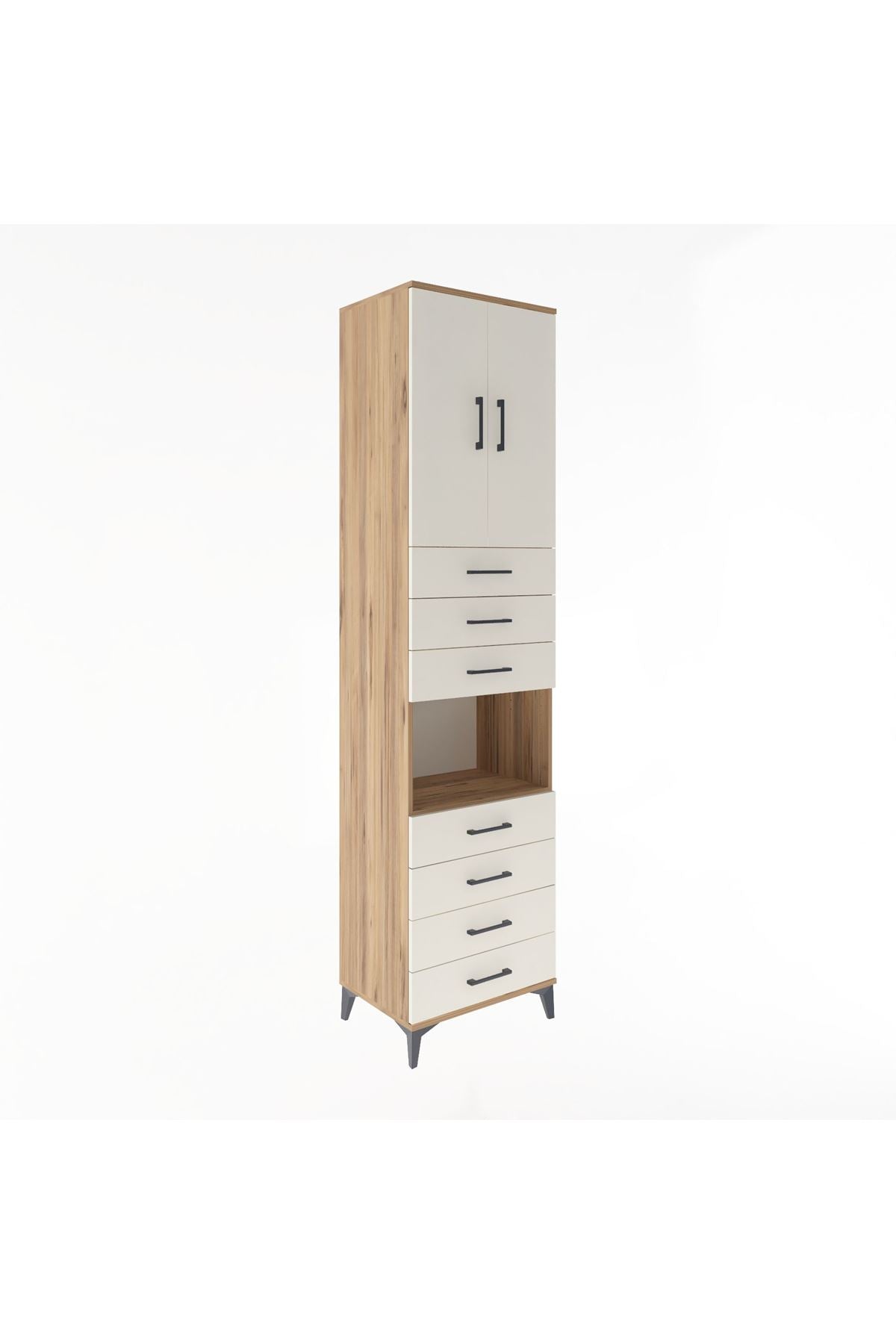 Hyperion Dolap 3 Raflı 7 Çekmeceli 2 Kapaklı 60x44x243 Çam-Aytaşı