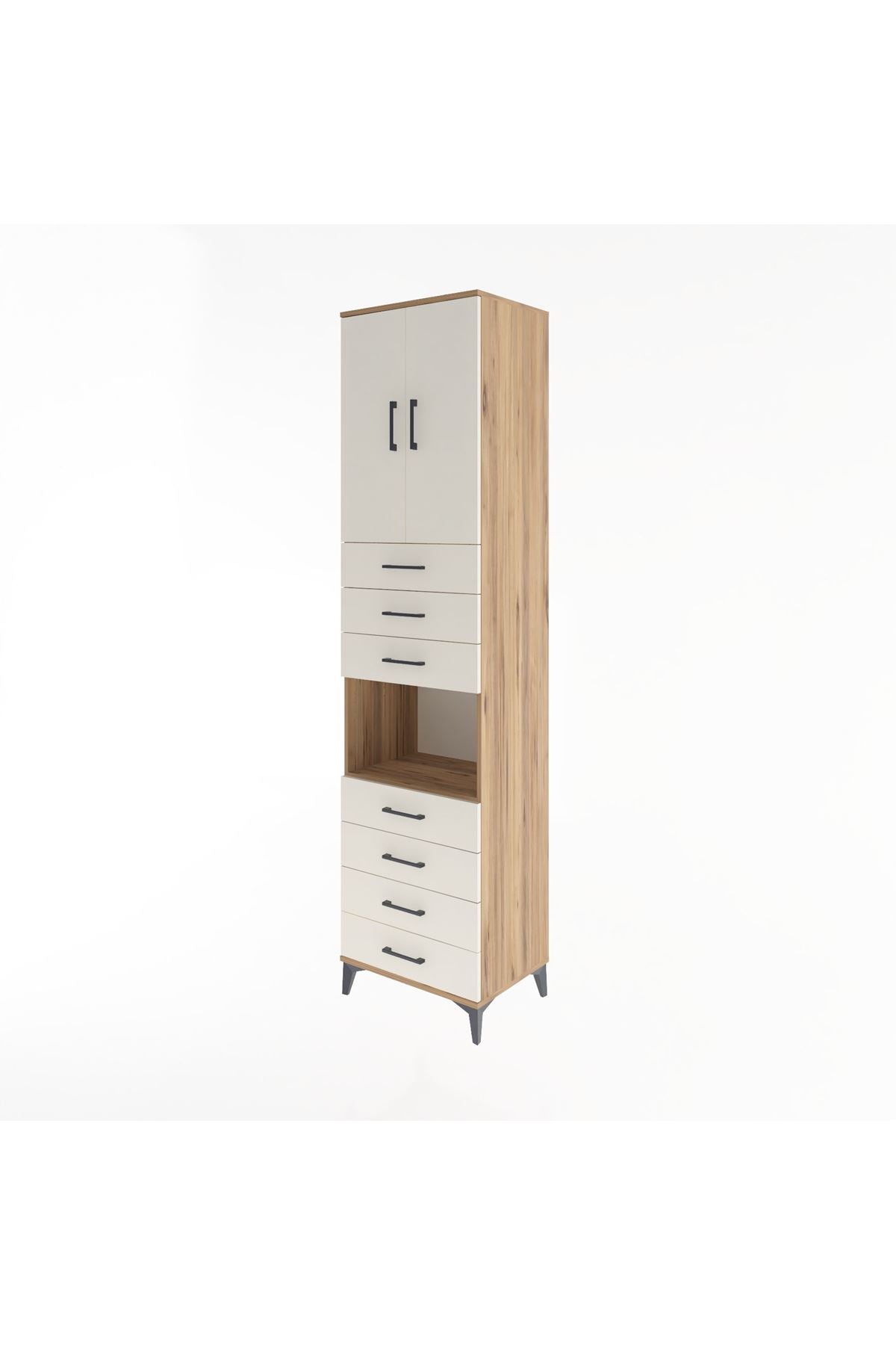 Hyperion Dolap 3 Raflı 7 Çekmeceli 2 Kapaklı 60x44x243 Çam-Aytaşı