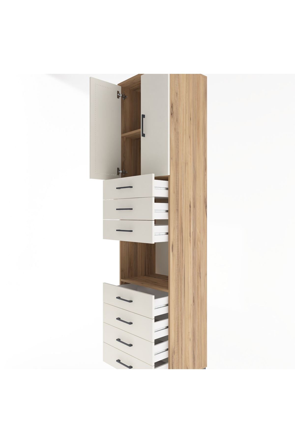 Hyperion Dolap 3 Raflı 7 Çekmeceli 2 Kapaklı 60x44x243 Çam-Aytaşı