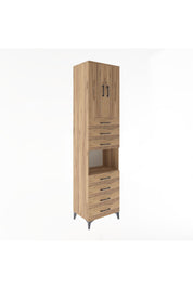 Hyperion Dolap 3 Raflı 7 Çekmeceli 2 Kapaklı 60x44x243 Çam-Çam