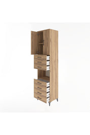 Hyperion Dolap 3 Raflı 7 Çekmeceli 2 Kapaklı 60x44x243 Çam-Çam