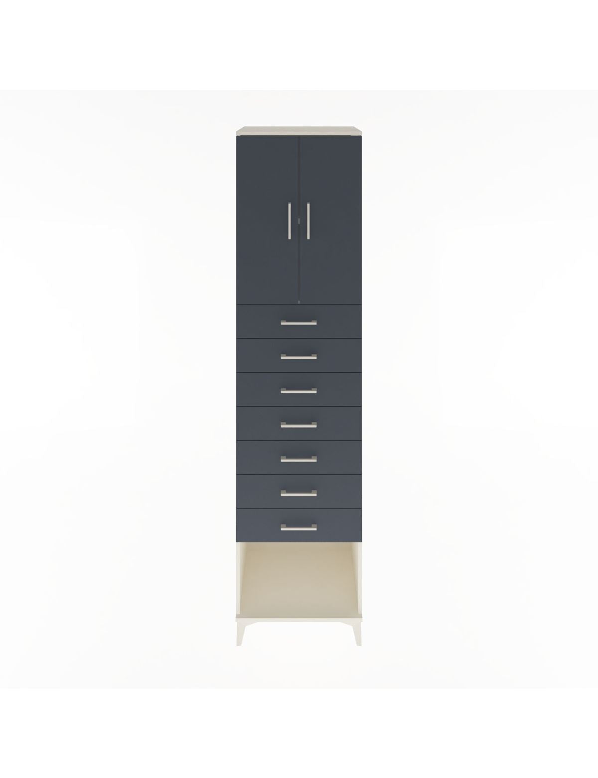 Hyperion Dolap 2 Raflı 7 Çekmeceli 2 Kapaklı 60x44x243 Aytaşı-Antrasit