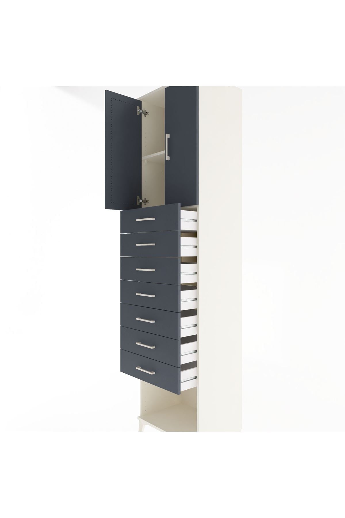 Hyperion Dolap 2 Raflı 7 Çekmeceli 2 Kapaklı 60x44x243 Aytaşı-Antrasit