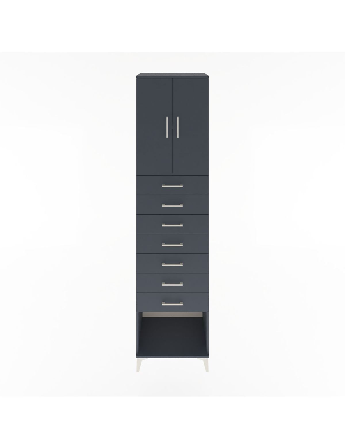 Hyperion Dolap 2 Raflı 7 Çekmeceli 2 Kapaklı 60x44x243 Antrasit-Antrasit