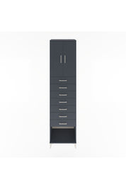 Hyperion Dolap 2 Raflı 7 Çekmeceli 2 Kapaklı 60x44x243 Antrasit-Antrasit