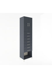 Hyperion Dolap 2 Raflı 7 Çekmeceli 2 Kapaklı 60x44x243 Antrasit-Antrasit