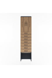 Hyperion Dolap 2 Raflı 7 Çekmeceli 2 Kapaklı 60x44x243 Antrasit-Çam