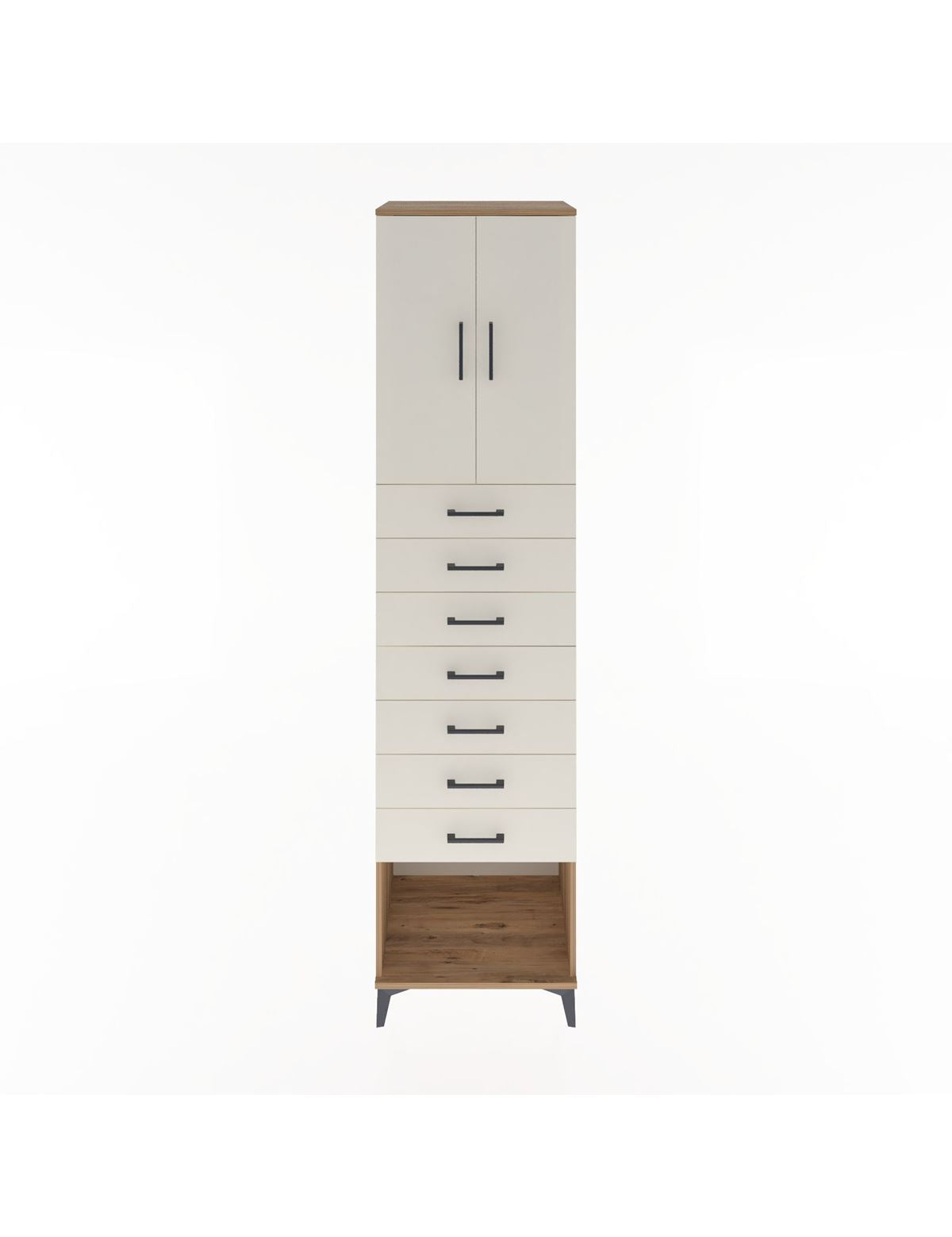 Hyperion Dolap 2 Raflı 7 Çekmeceli 2 Kapaklı 60x44x243 Çam-Aytaşı