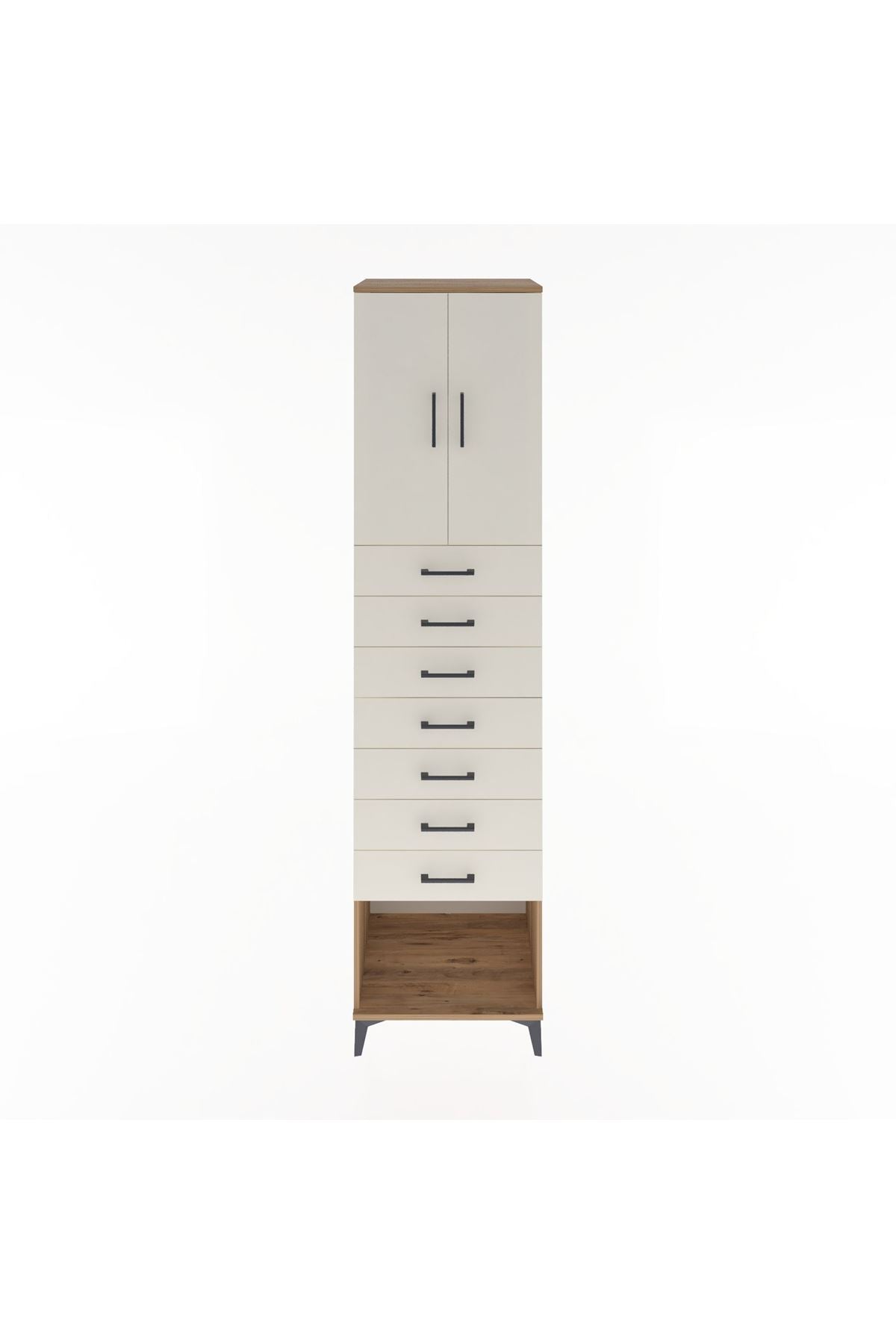 Hyperion Dolap 2 Raflı 7 Çekmeceli 2 Kapaklı 60x44x243 Çam-Aytaşı