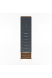Hyperion Dolap 2 Raflı 7 Çekmeceli 2 Kapaklı 60x44x243 Çam-Antrasit