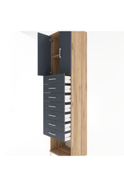 Hyperion Dolap 2 Raflı 7 Çekmeceli 2 Kapaklı 60x44x243 Çam-Antrasit