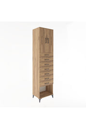 Hyperion Dolap 2 Raflı 7 Çekmeceli 2 Kapaklı 60x44x243 Çam-Çam