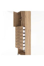 Hyperion Dolap 2 Raflı 7 Çekmeceli 2 Kapaklı 60x44x243 Çam-Çam