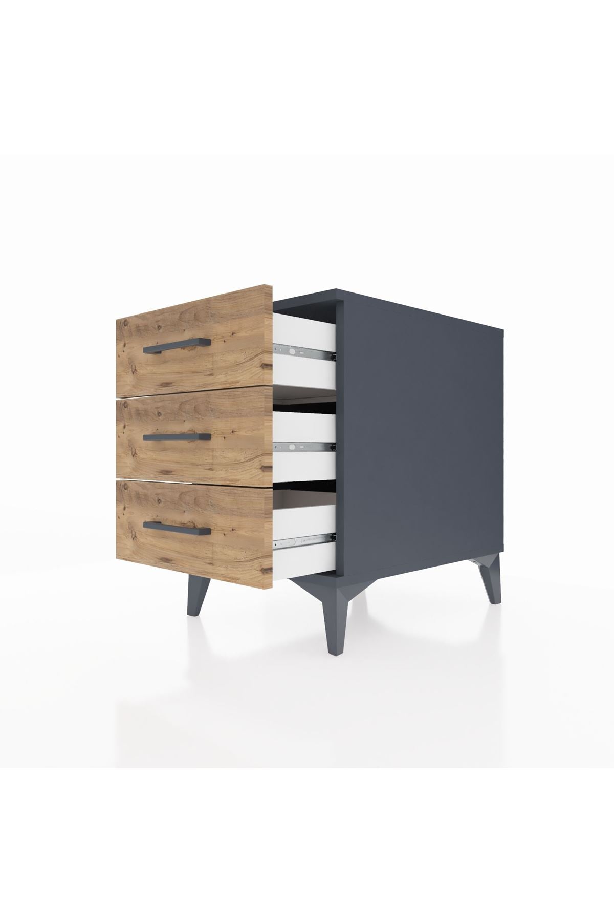 Kronos Komodin 3 Çekmeceli 44x59x64 Antrasit-Çam