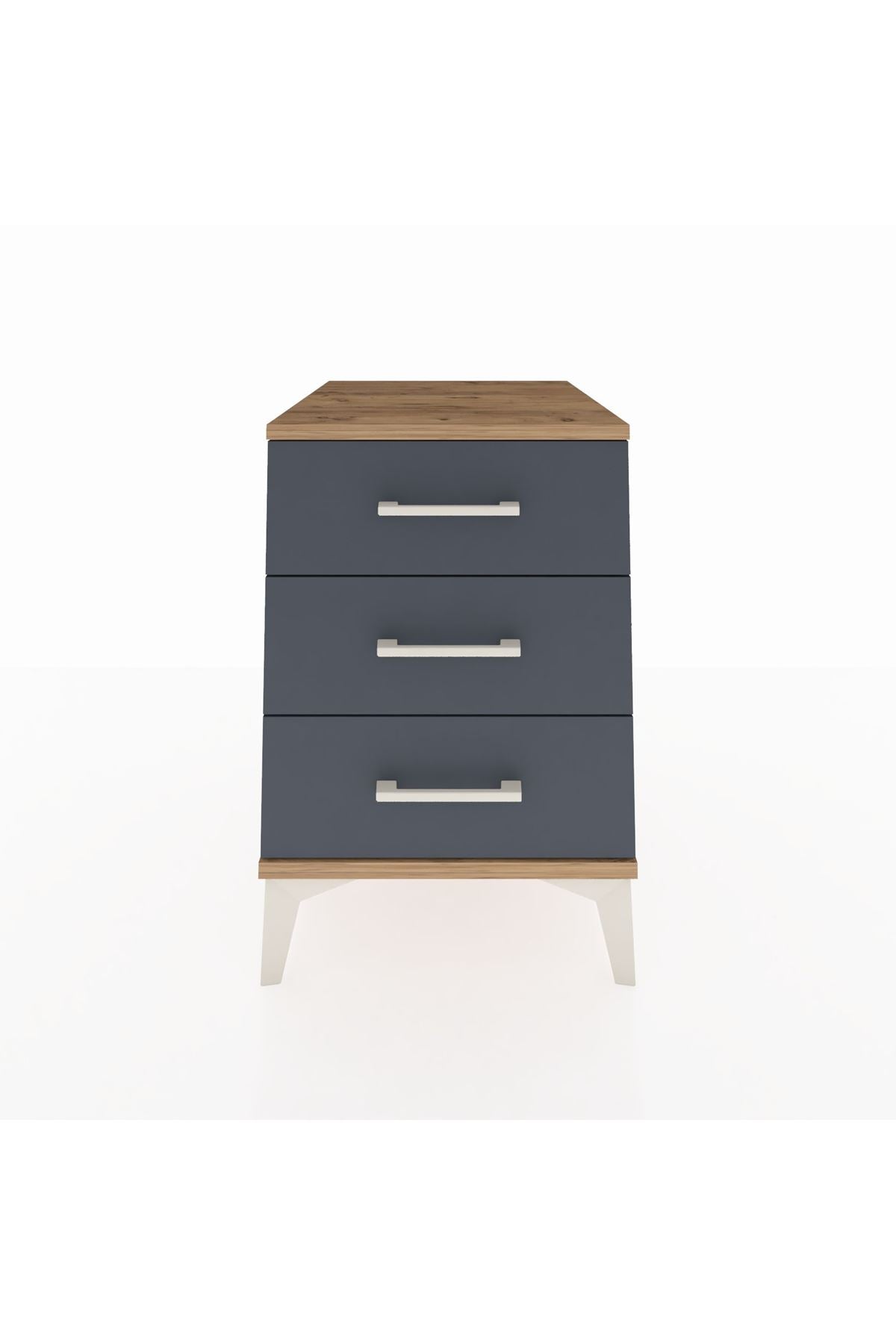 Kronos Komodin 3 Çekmeceli 44x59x64 Çam-Antrasit