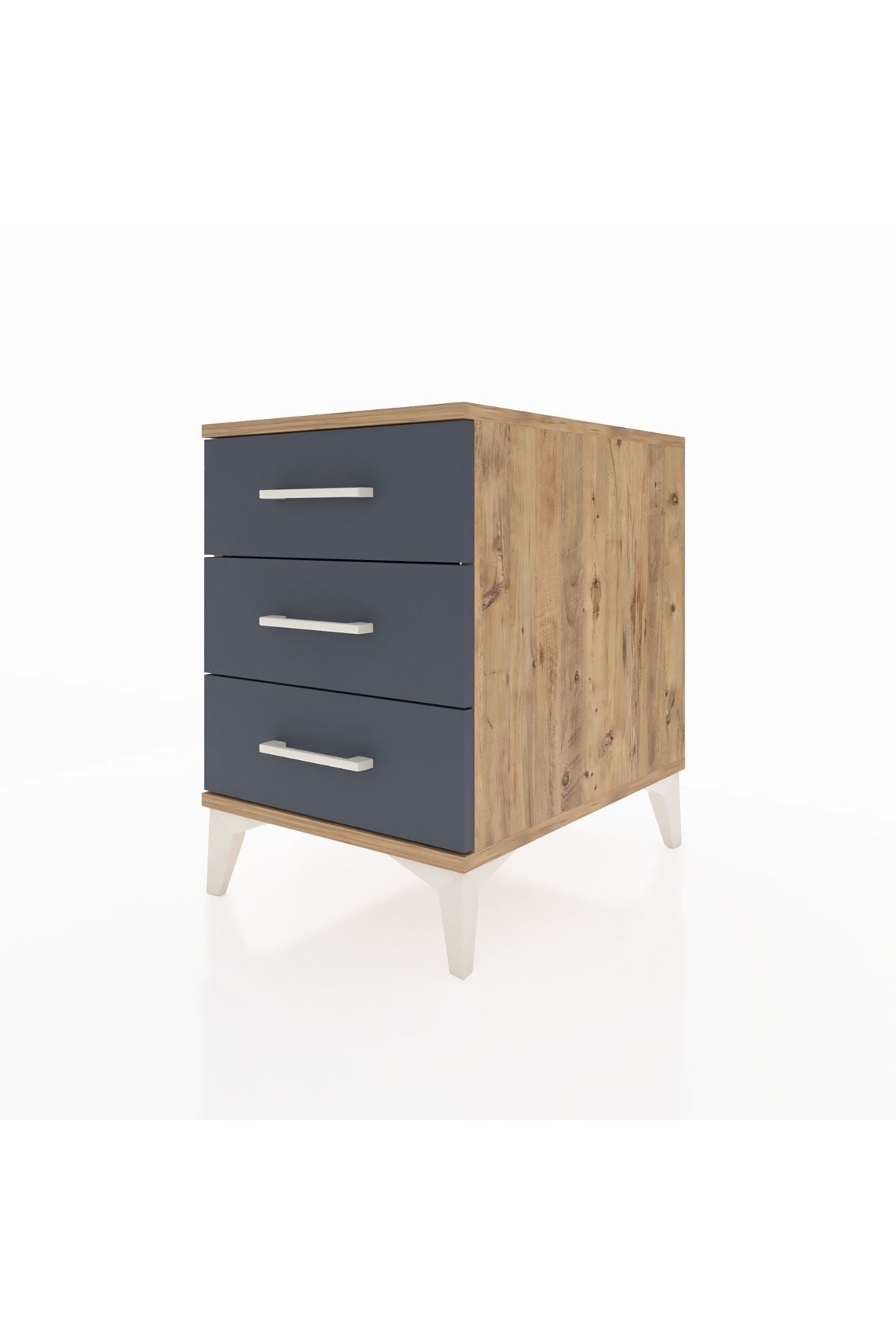 Kronos Komodin 3 Çekmeceli 44x59x64 Çam-Antrasit