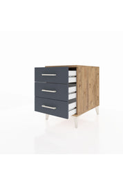 Kronos Komodin 3 Çekmeceli 44x59x64 Çam-Antrasit
