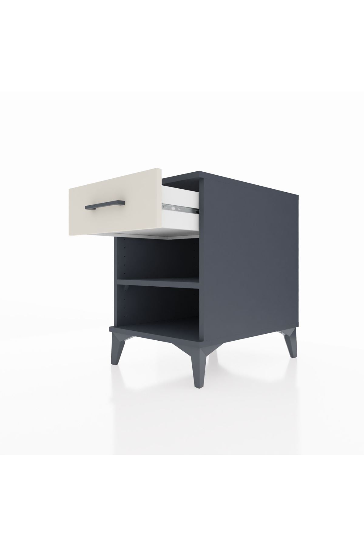 Kronos Komodin Tek Raflı Tek Çekmeceli 44x59x64 Antrasit-Aytaşı