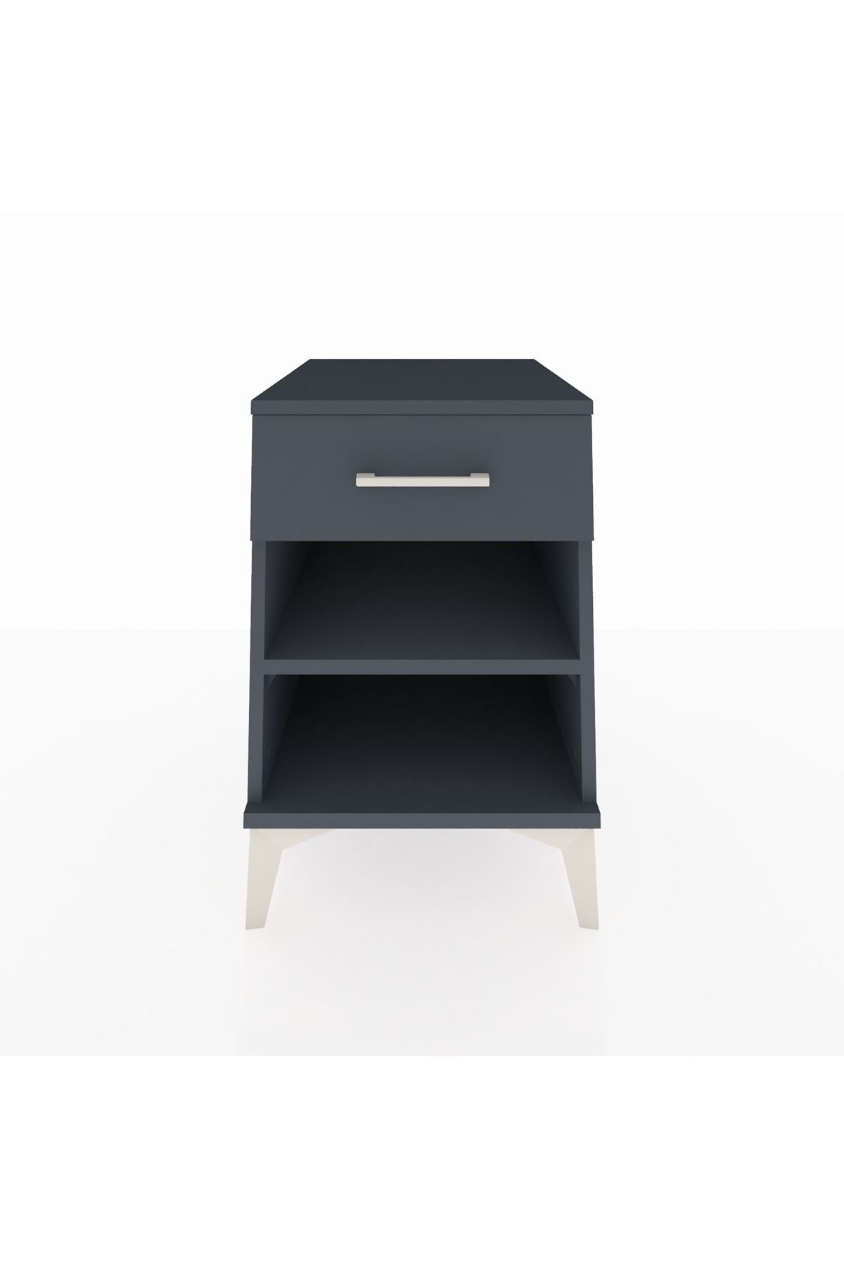 Kronos Komodin Tek Raflı Tek Çekmeceli 44x59x64 Antrasit-Antrasit