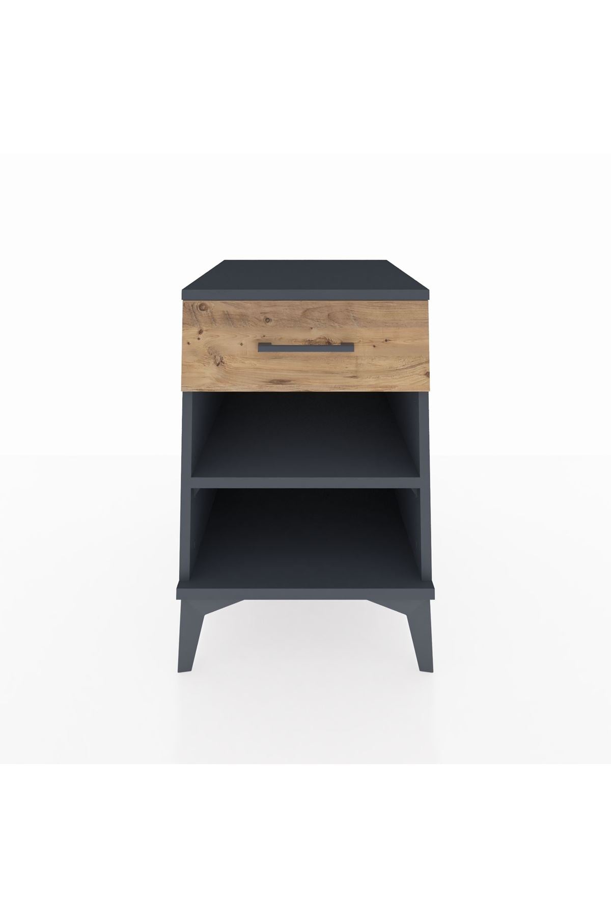 Kronos Komodin Tek Raflı Tek Çekmeceli 44x59x64 Antrasit-Çam