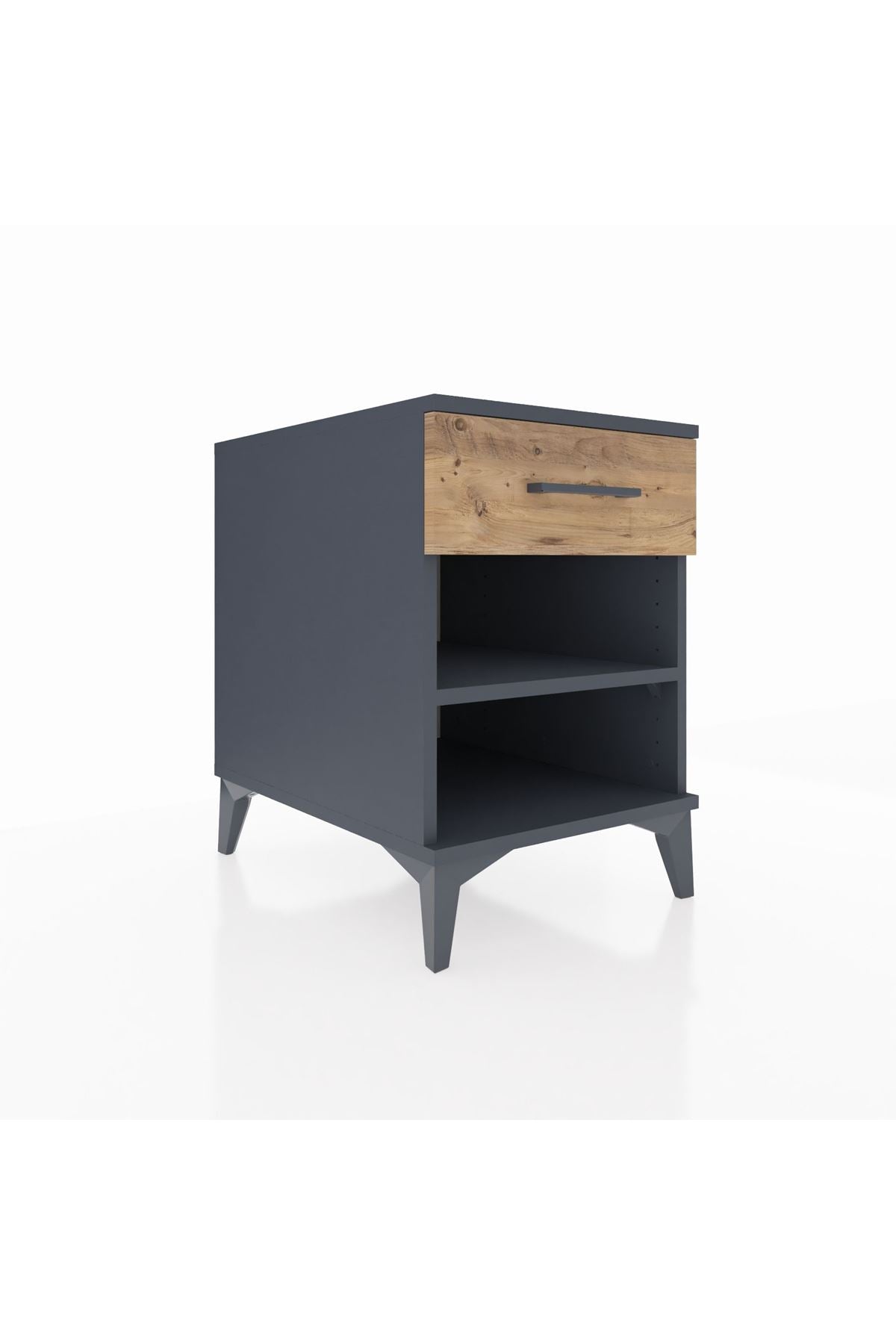 Kronos Komodin Tek Raflı Tek Çekmeceli 44x59x64 Antrasit-Çam