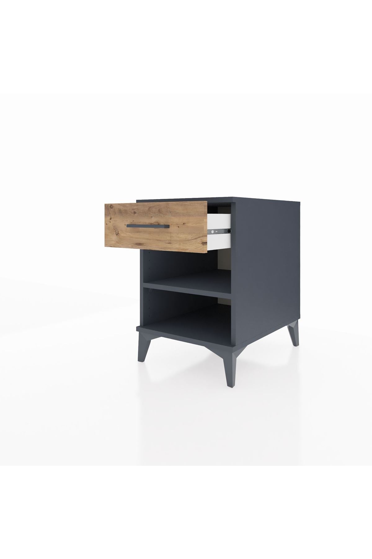 Kronos Komodin Tek Raflı Tek Çekmeceli 44x59x64 Antrasit-Çam