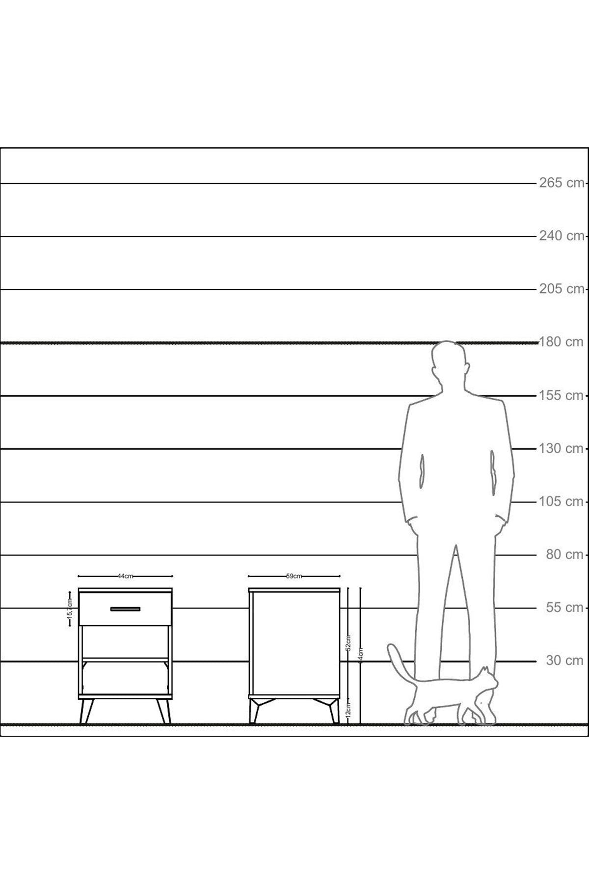 Kronos Komodin Tek Raflı Tek Çekmeceli 44x59x64 Çam-Aytaşı