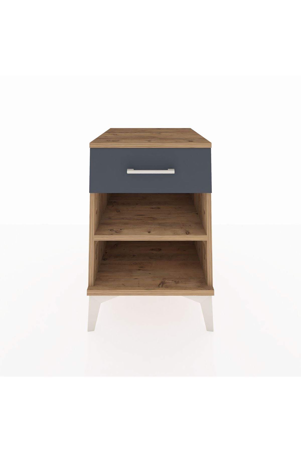 Kronos Komodin Tek Raflı Tek Çekmeceli 44x59x64 Çam-Antrasit