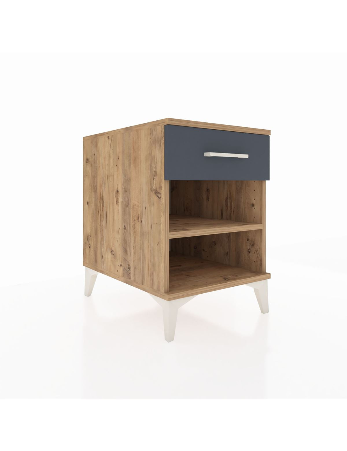 Kronos Komodin Tek Raflı Tek Çekmeceli 44x59x64 Çam-Antrasit