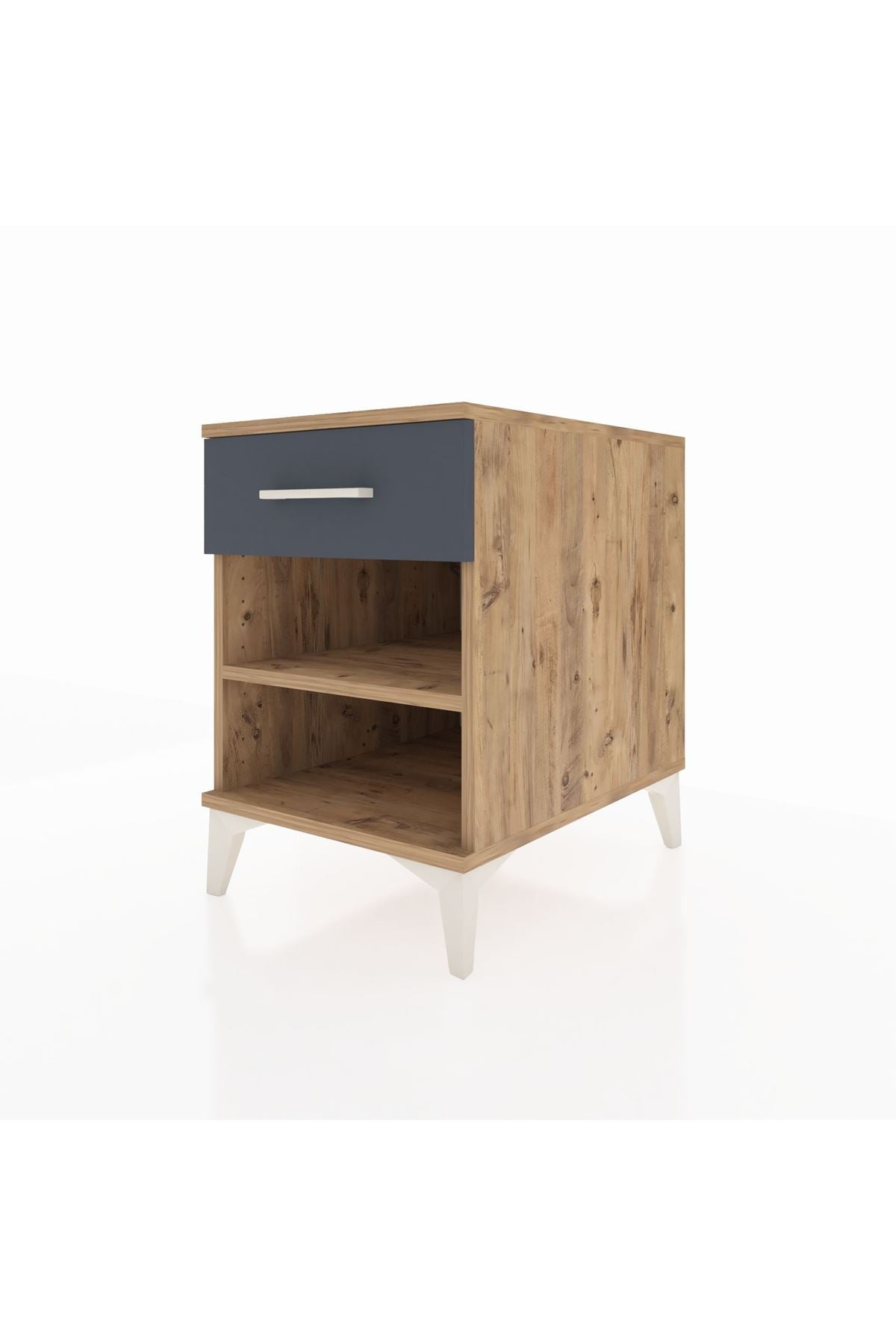 Kronos Komodin Tek Raflı Tek Çekmeceli 44x59x64 Çam-Antrasit