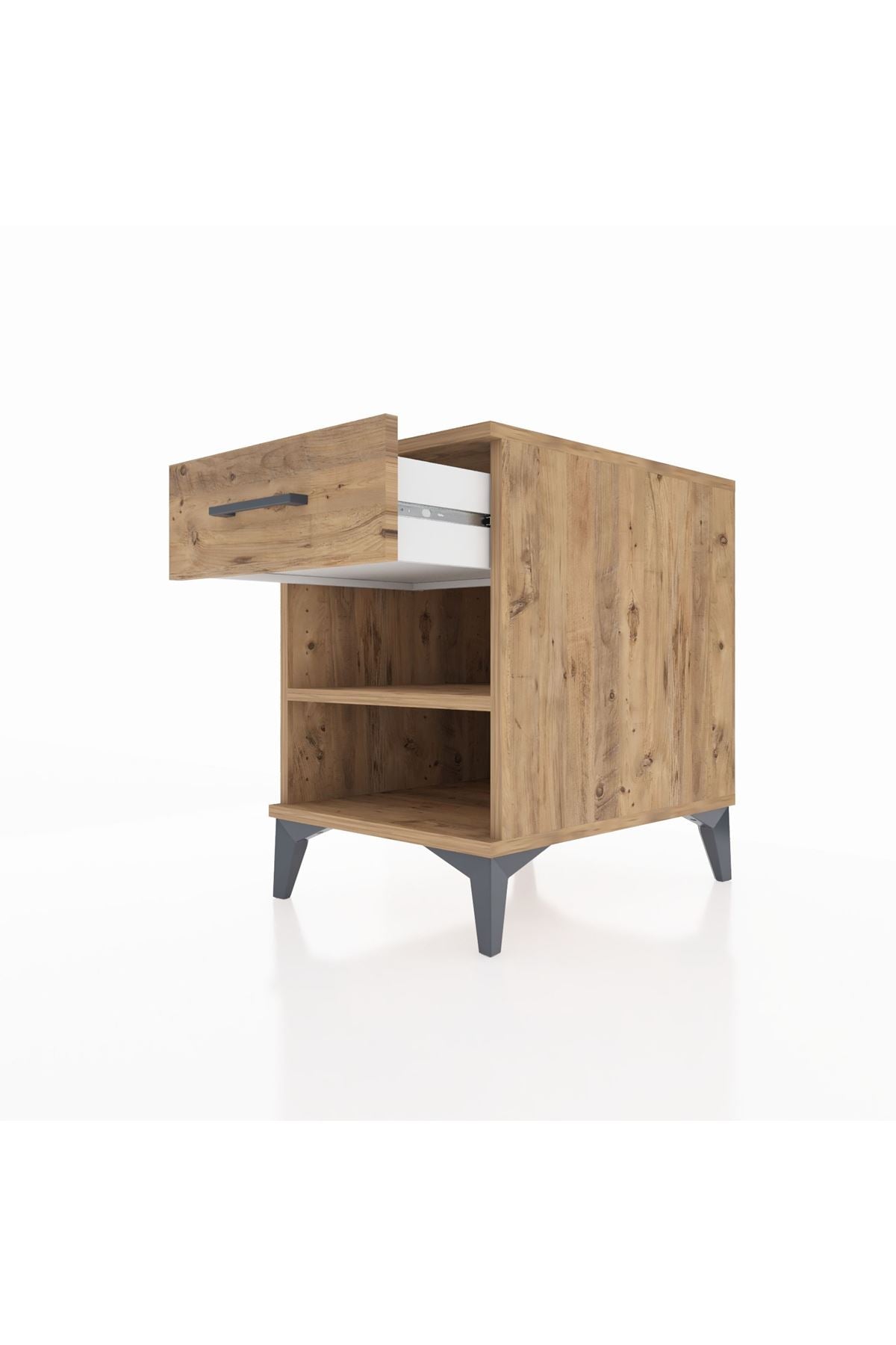 Kronos Komodin Tek Raflı Tek Çekmeceli 44x59x64 Çam-Çam