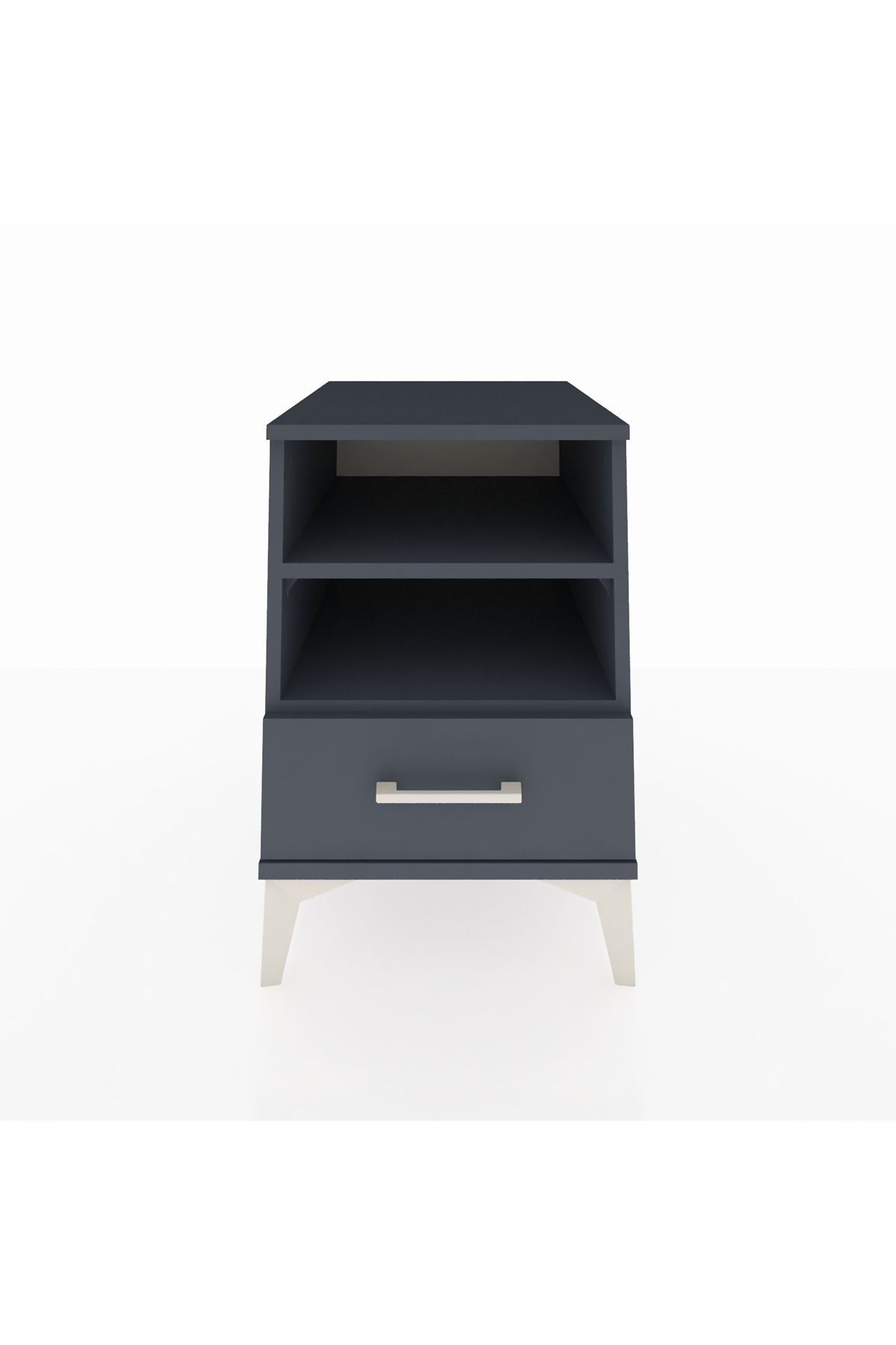 Kronos Komodin 2 Raflı Tek Çekmeceli 44x59x64 Antrasit-Antrasit