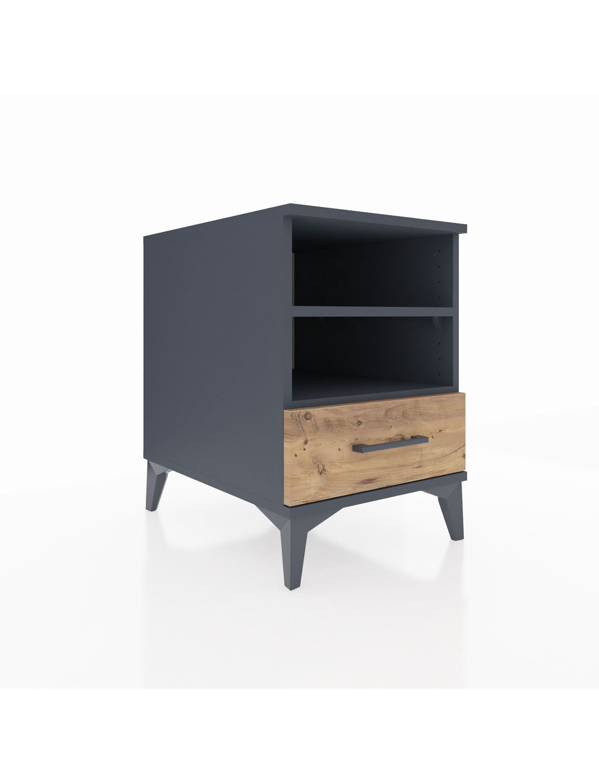 Kronos Komodin 2 Raflı Tek Çekmeceli 44x59x64 Antrasit-Çam