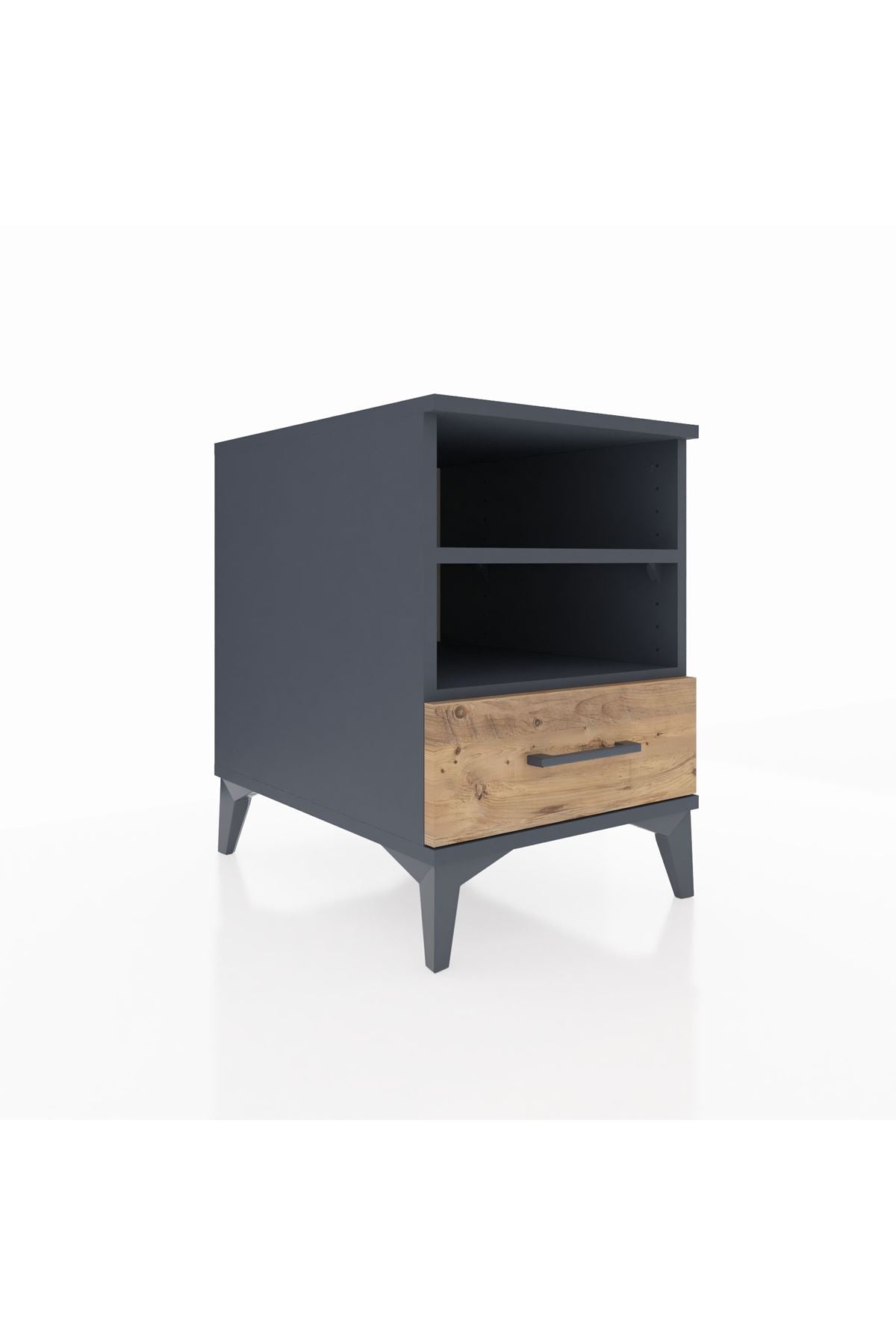 Kronos Komodin 2 Raflı Tek Çekmeceli 44x59x64 Antrasit-Çam