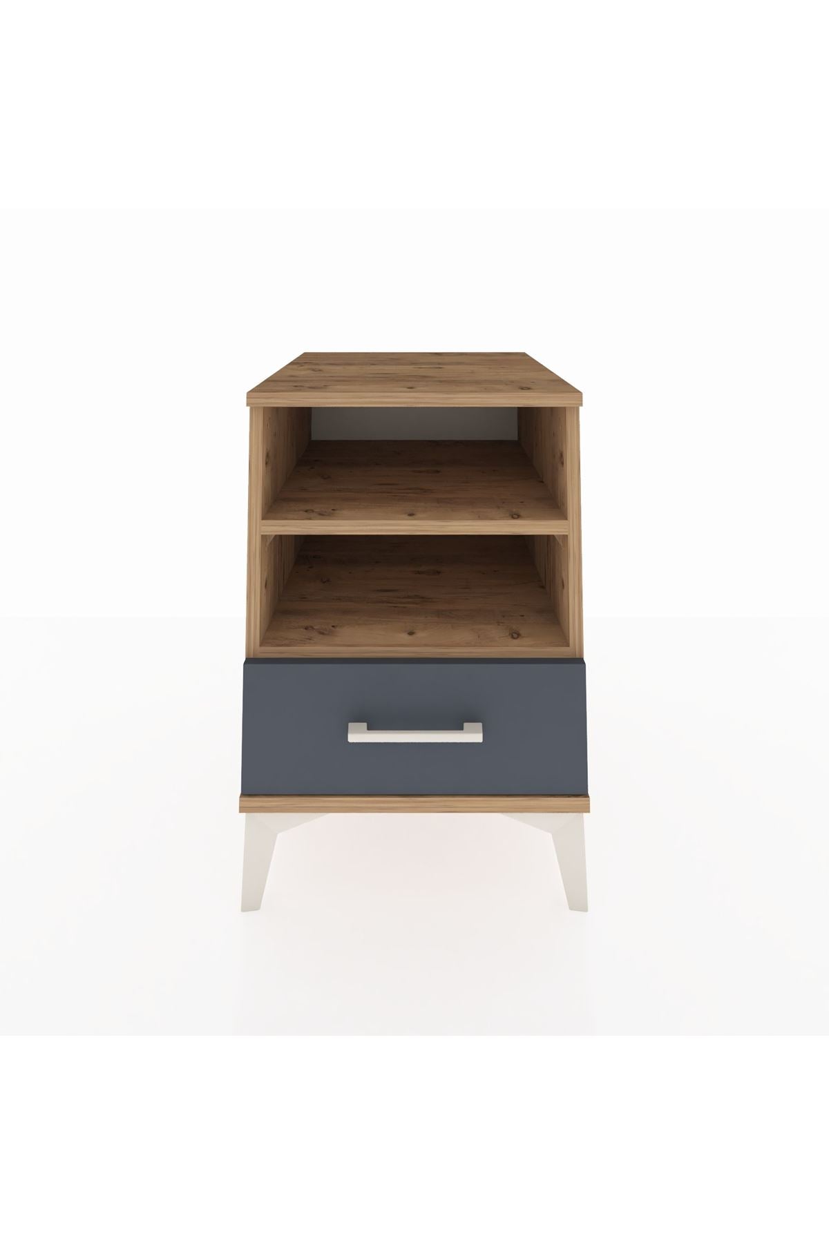 Kronos Komodin 2 Raflı Tek Çekmeceli 44x59x64 Çam-Antrasit