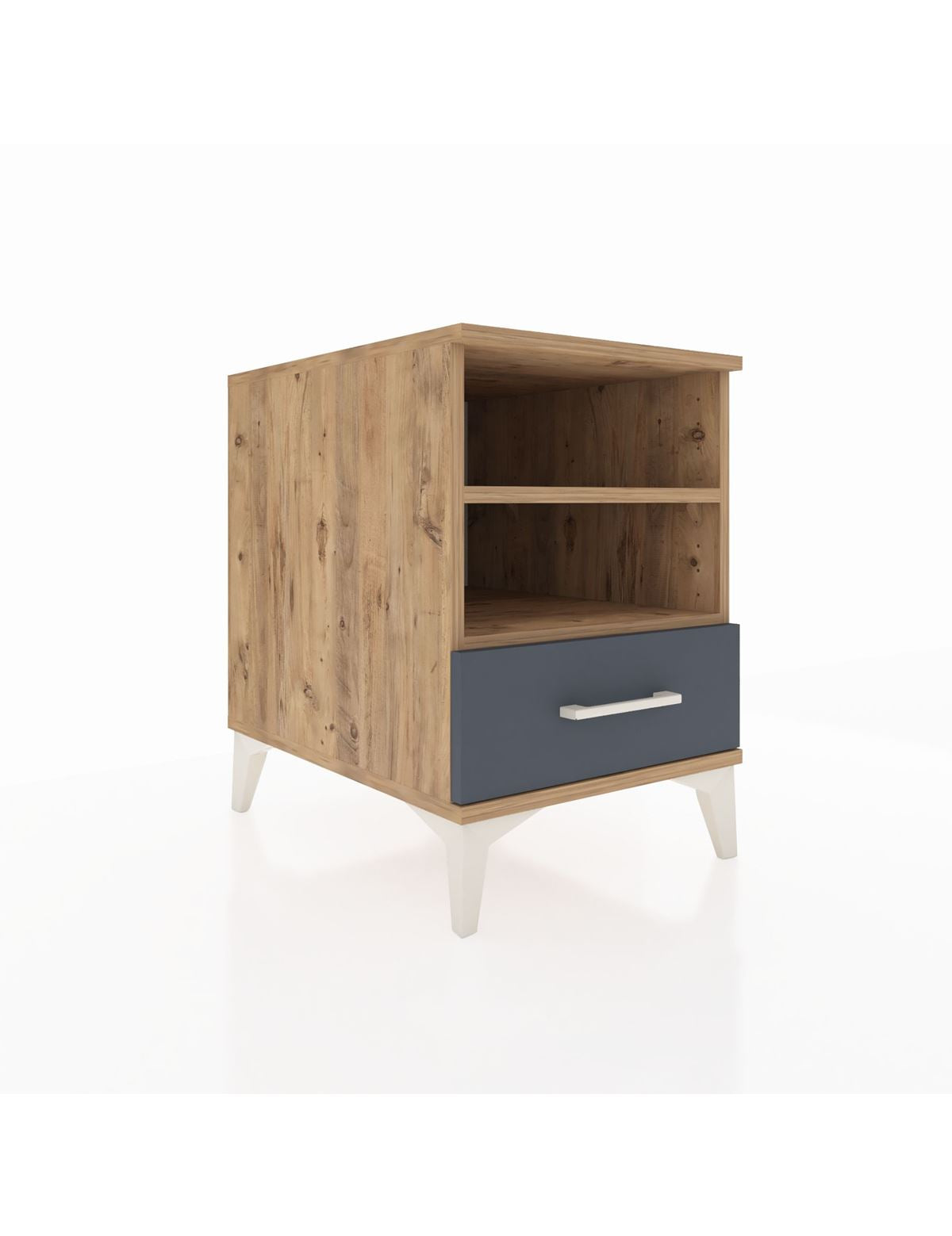 Kronos Komodin 2 Raflı Tek Çekmeceli 44x59x64 Çam-Antrasit