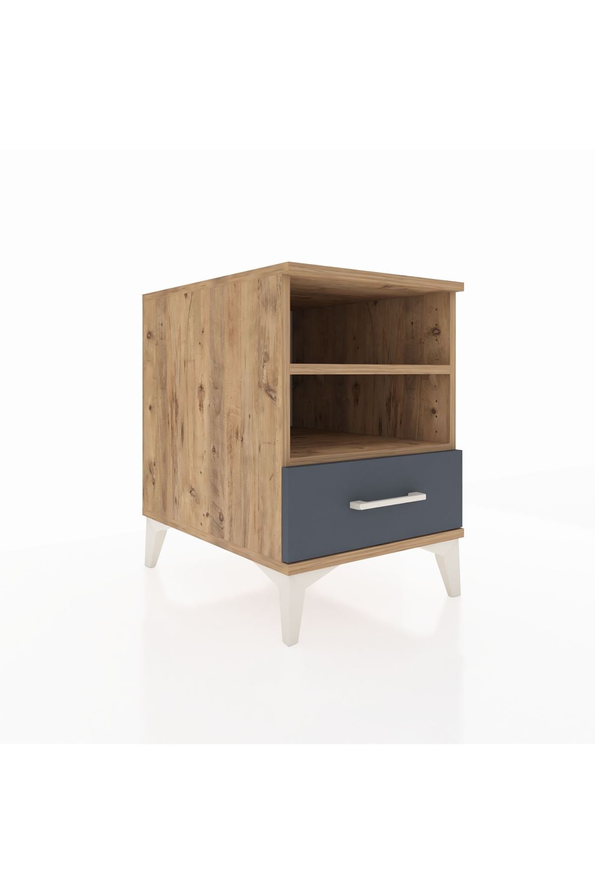 Kronos Komodin 2 Raflı Tek Çekmeceli 44x59x64 Çam-Antrasit